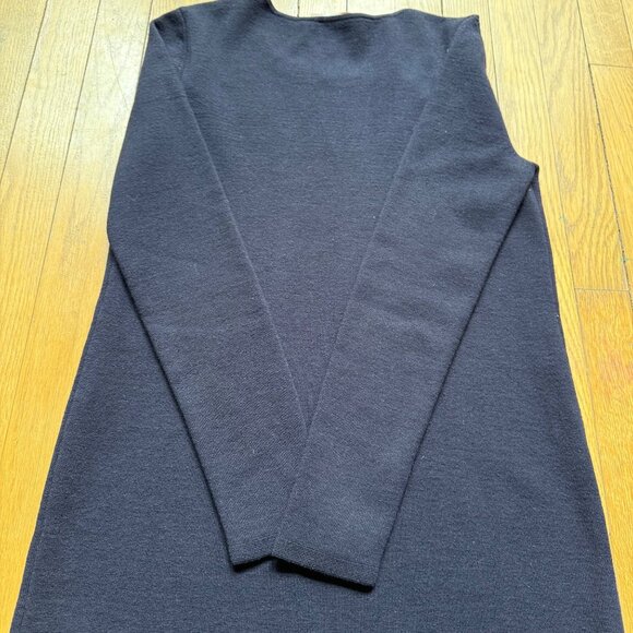 Tory Burch Size S Navy Wool Blend Harley Shift Sweater Dress With Gold Grommet - Picture 12 of 14